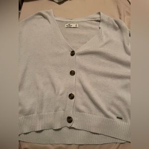 White hollister button up cardigan sweater